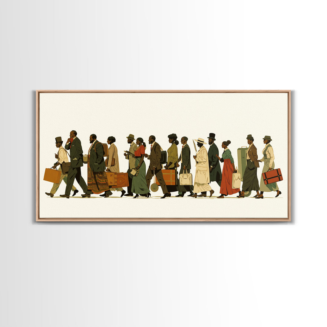 Elegant Black Travelers Procession Wall Art, African American Art, Black Culture Art Print, Heritage Portrait For Living Room