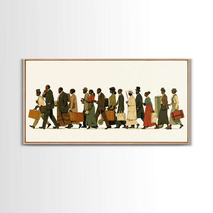 Elegant Black Travelers Procession Wall Art, African American Art, Black Culture Art Print, Heritage Portrait For Living Room