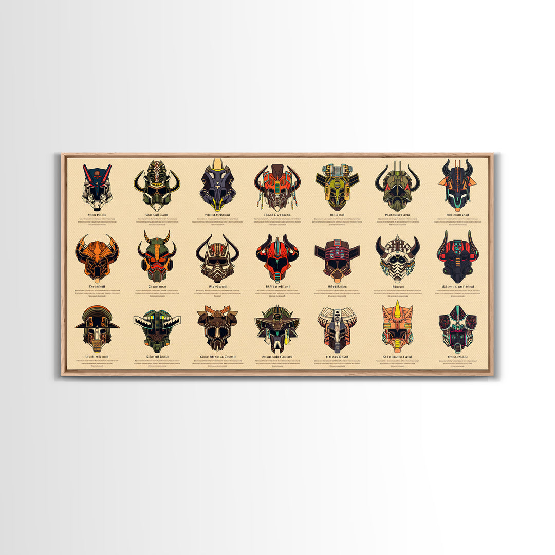 Futuristic African Mask Collection Wall Art, Tribal Mask Canvas Print, Afrofuturism Decor For Gaming Room Or Office Poster