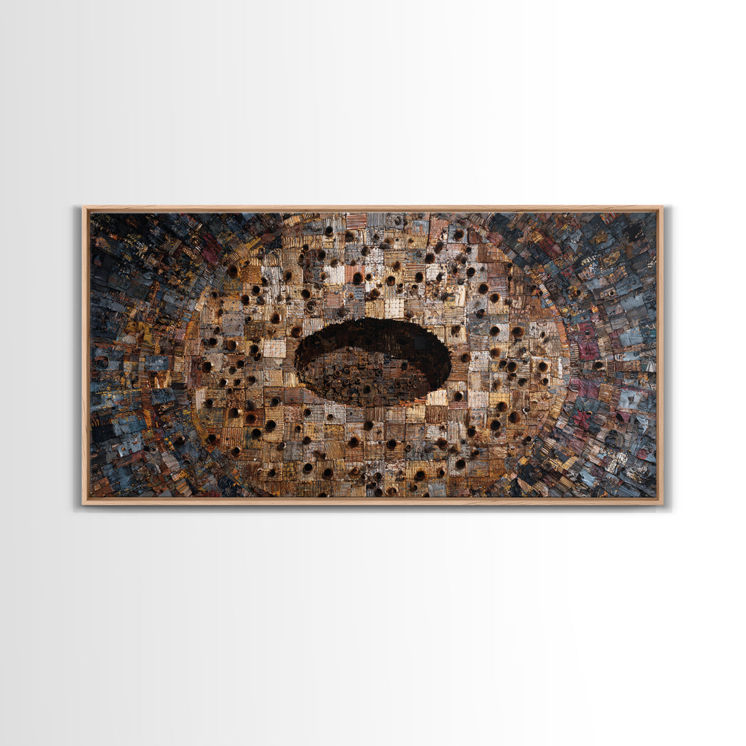 Weathered Bronze Tribal Mask Portal Wall Art, Abstract African Art, Kifwebe Mask Decor, Cultural Wall Decor, Statement Piece