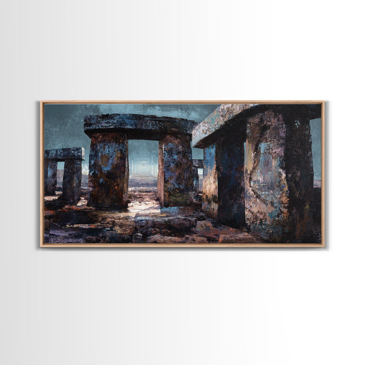 Moody Ancient Stone Circle Ruins Wall Art, African Inspired Landscape, Mystical Wall Decor, Rustic Home Decor, Gallery Art