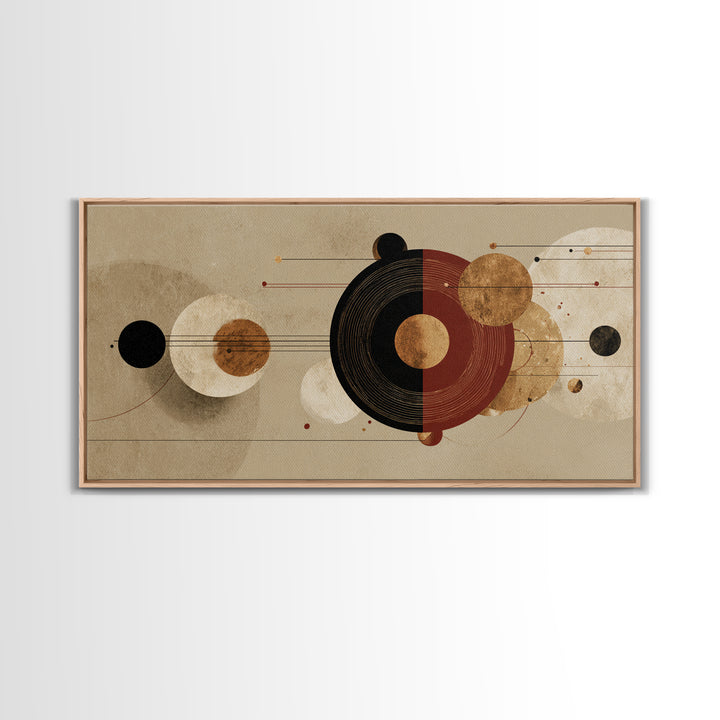 Earth Tone Abstract Circles Wall Art, Mid Century Geometric Canvas Print, Burnt Orange Beige Modern Home Decor Gift For Living Room