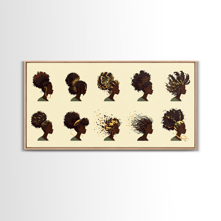 African Women Hairstyle Portraits Wall Art, Black Woman Art, Afrocentric Decor, Melanin Prints, Feminine Home Decor Gift
