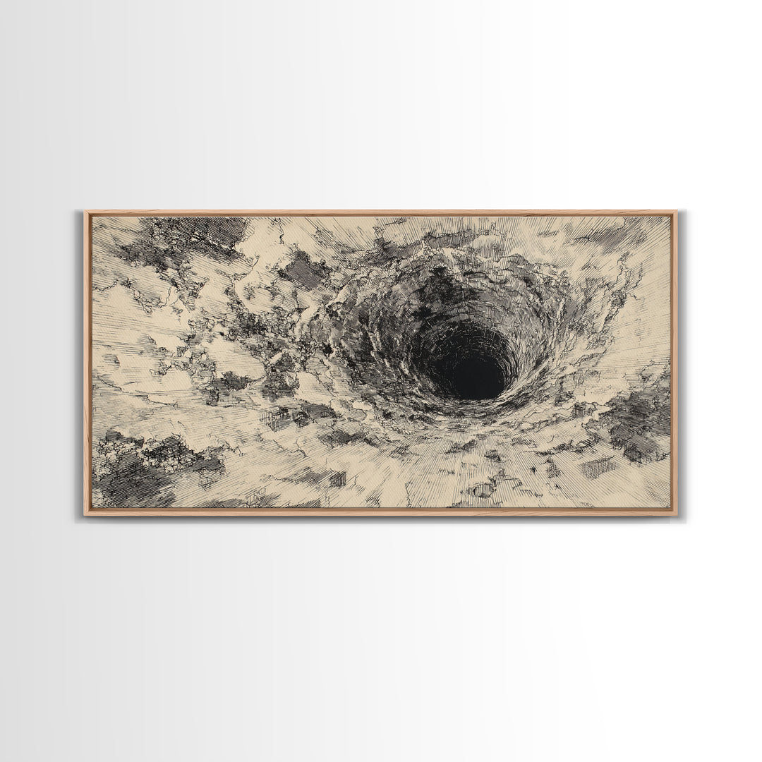 Black And Beige Abstract Vortex Wall Art, Minimalist Ink Texture, Modern Neutral Canvas Decor For Living Room Office Gift