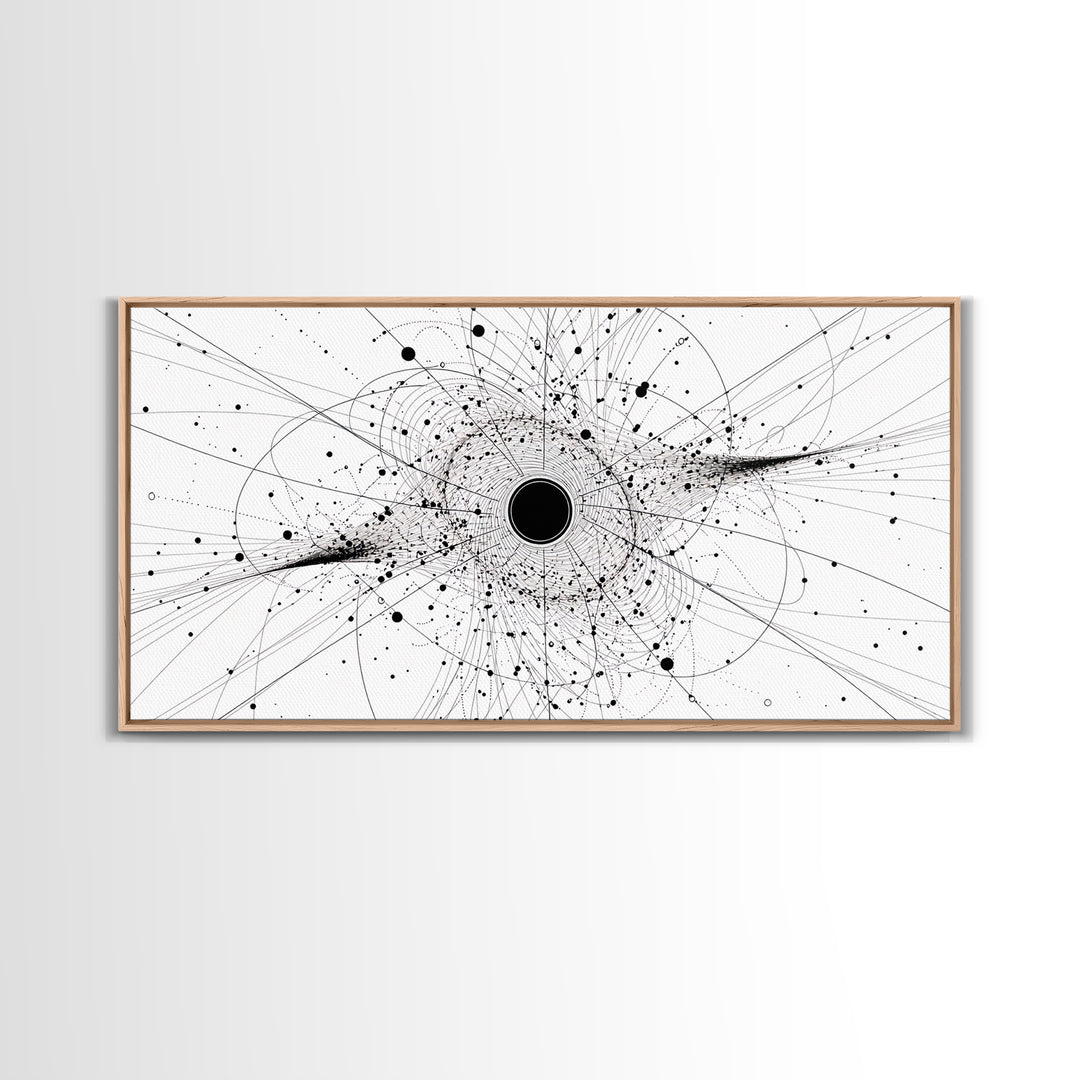 Minimal Black Hole Diagram Wall Art, Abstract Science Line Art, Modern Black And White Home Decor For Office Bedroom Gift