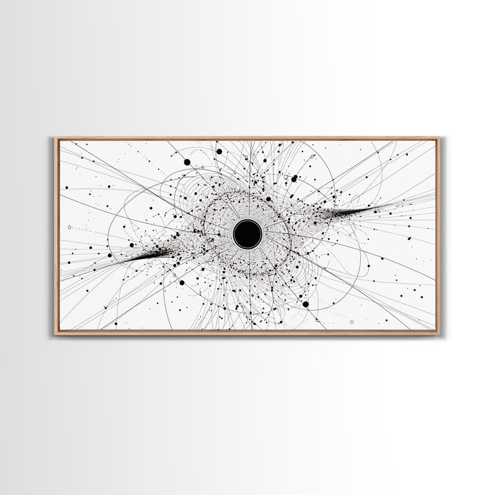 Minimal Black Hole Diagram Wall Art, Abstract Science Line Art, Modern Black And White Home Decor For Office Bedroom Gift