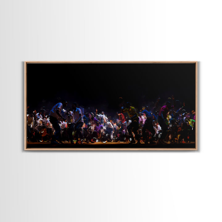 Night Festival African Dance Troupe Canvas Print, Dramatic Black Wall Art, Cultural Celebration Decor, Afrocentric Artwork