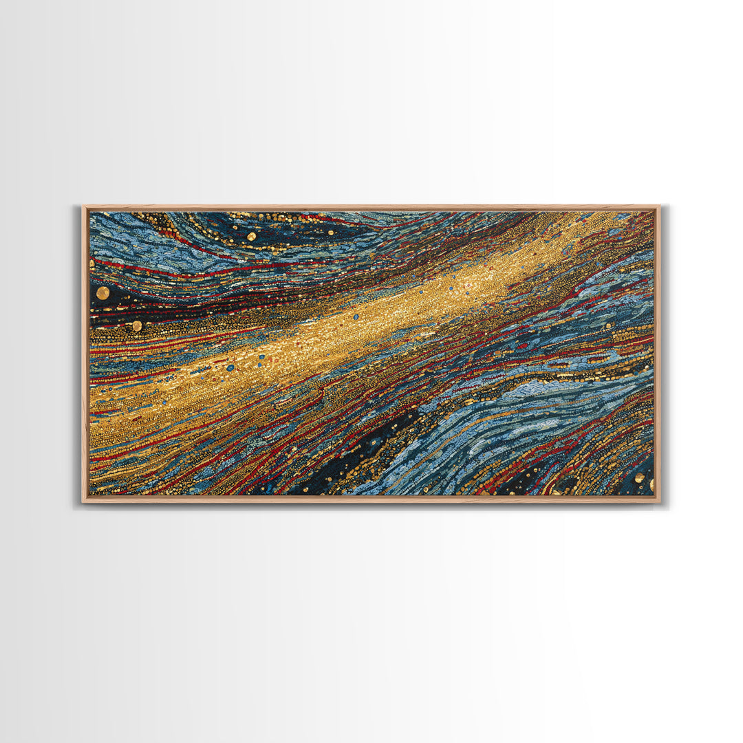 Gold And Teal Flowing Abstract Wall Art, Textured Art Print, Modern Canvas Art, Luxury Home Decor, Large Wall Decor Gift