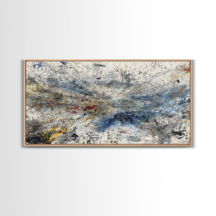 Abstract Blue White Landscape Wall Art, Textured Modern African Inspired Painting, Large Office Decor, Contemporary Print