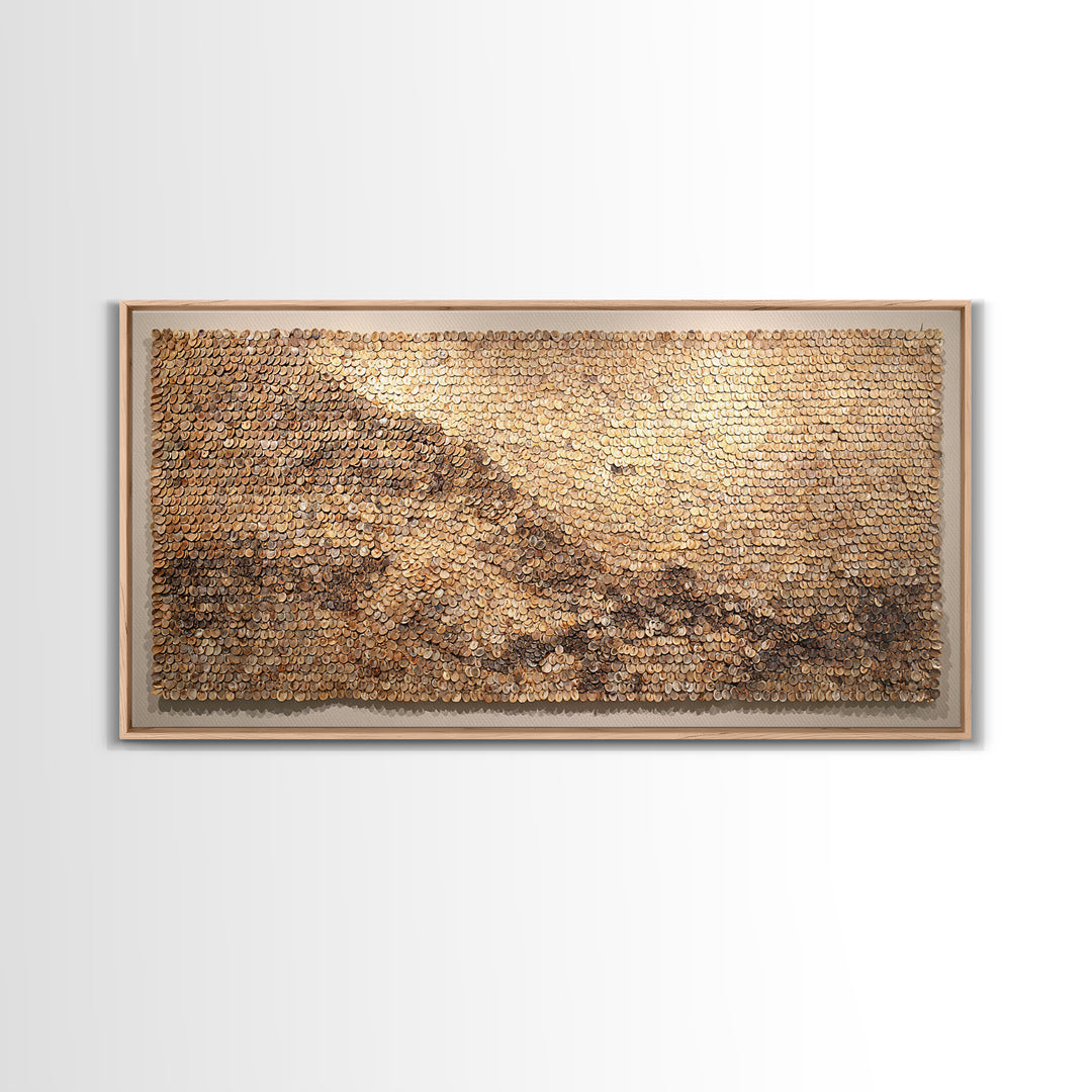 Cowrie Shell Mountain Wall Art, Textured African Landscape, Neutral Earth Tone Decor, Unique Home Decor, Boho Modern Canvas Print