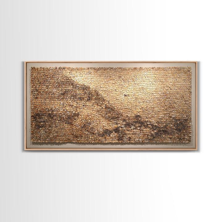 Cowrie Shell Mountain Wall Art, Textured African Landscape, Neutral Earth Tone Decor, Unique Home Decor, Boho Modern Canvas Print