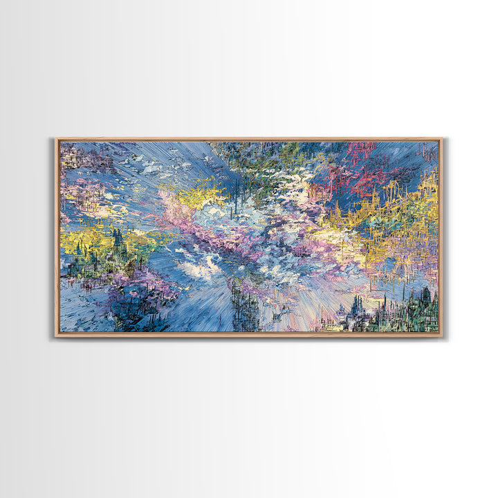 Dreamy Blue Pink Abstract Landscape Wall Art, Modern Canvas Print, Textured Art Print, Soft Nature Home Decor Gift For Her