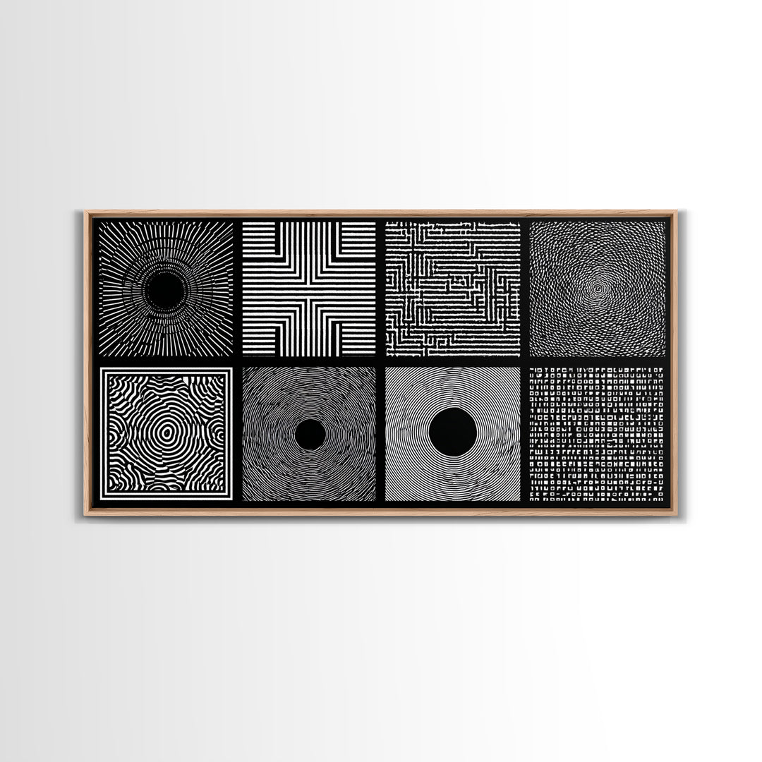 Black White Optical Pattern Canvas Print, African Abstract Geometric Art, Minimalist Modern Wall Decor, Bold Home Decor Gift