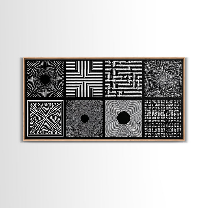 Black White Optical Pattern Canvas Print, African Abstract Geometric Art, Minimalist Modern Wall Decor, Bold Home Decor Gift