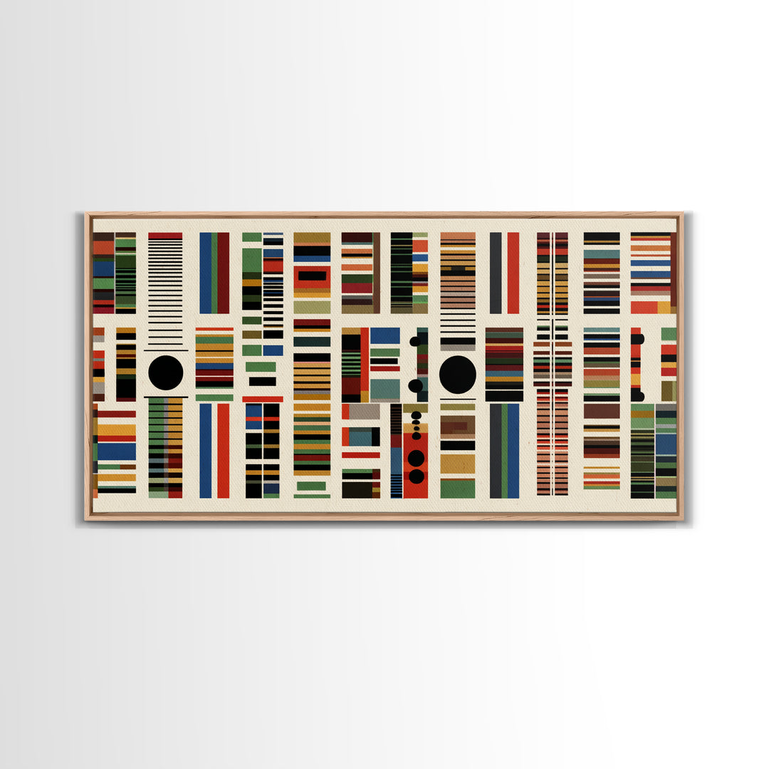 Minimalist African Textile Wall Art, Earth Tone Stripe Canvas Print, Kuba Inspired Geometric Decor For Modern Living Room