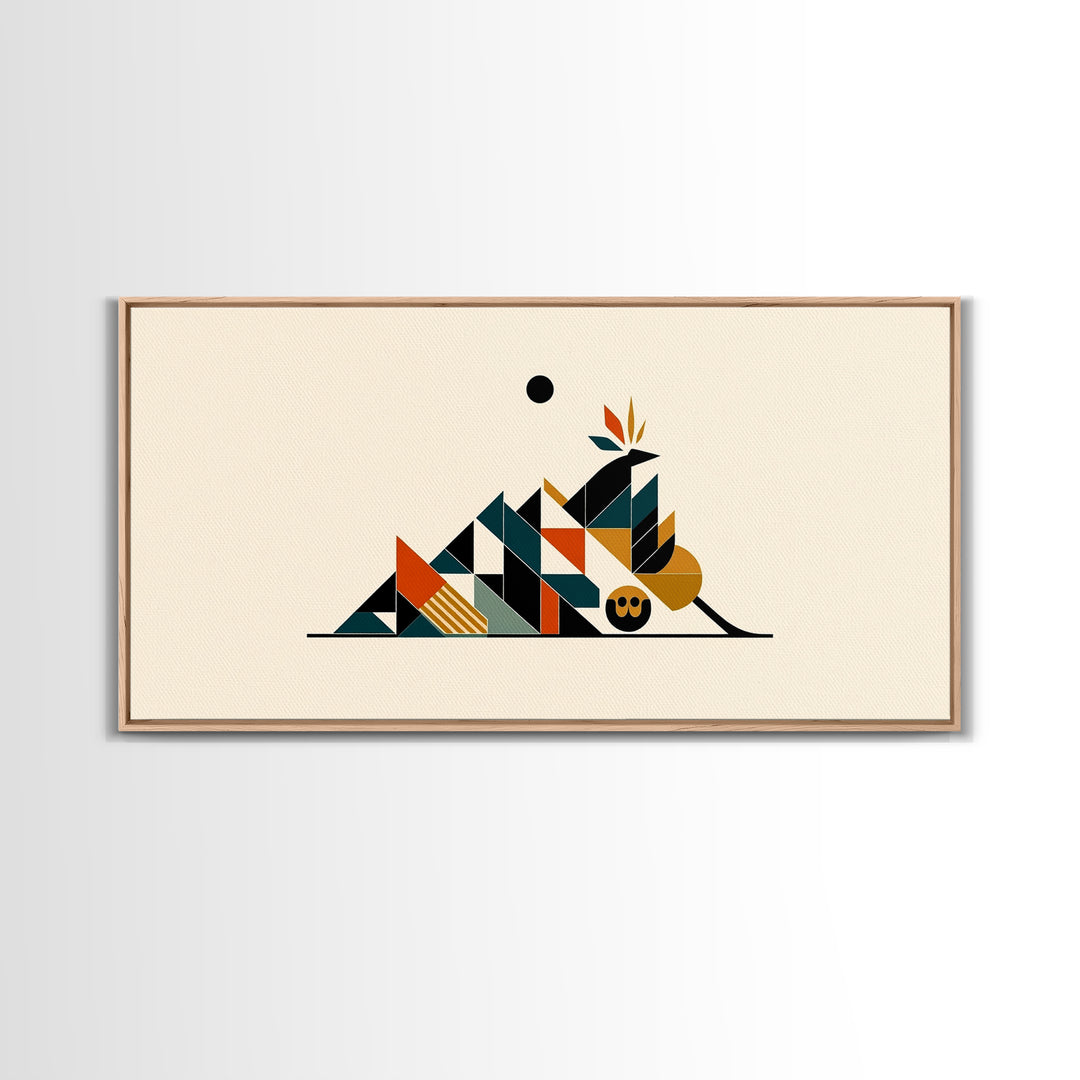Minimalist Geometric Desert Symbols Wall Art, African Inspired Abstract Shapes, Terracotta Teal Decor, Modern Canvas Print