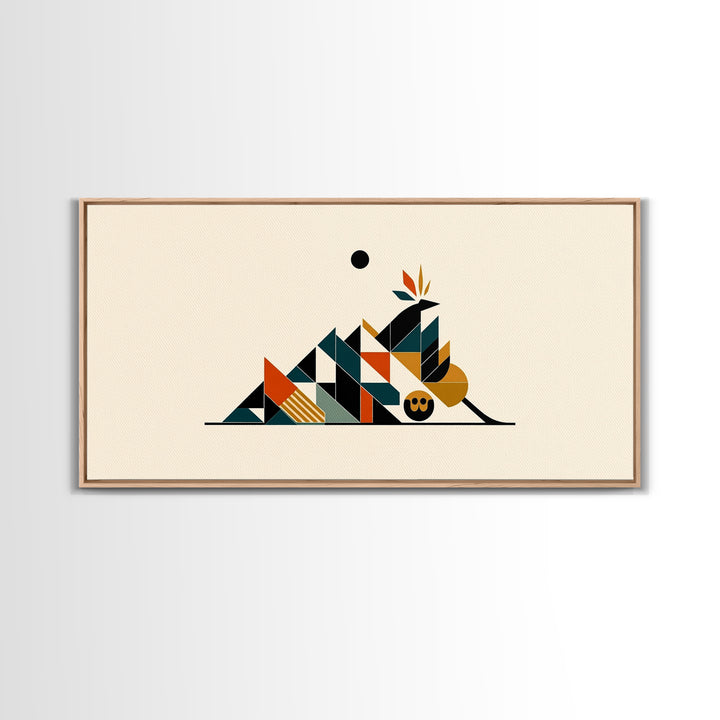 Minimalist Geometric Desert Symbols Wall Art, African Inspired Abstract Shapes, Terracotta Teal Decor, Modern Canvas Print