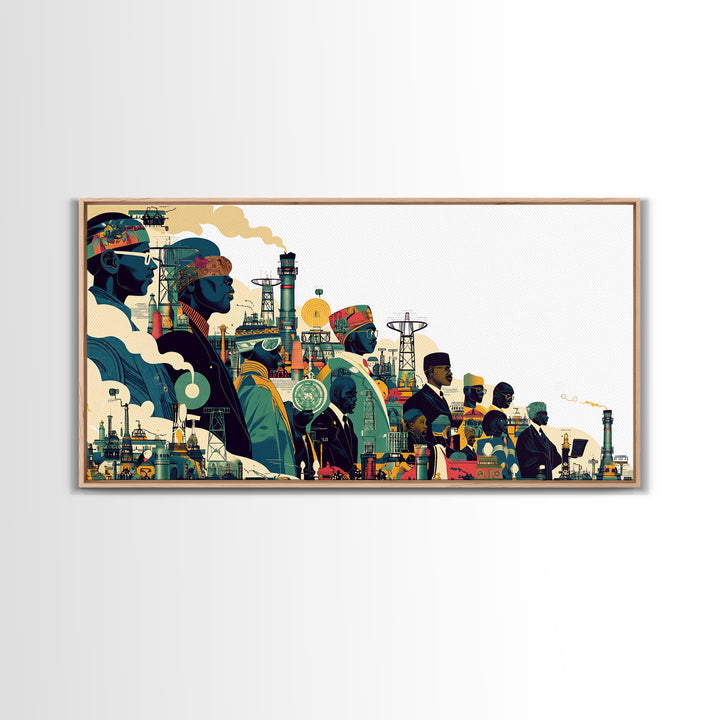 Afrofuturist African City Procession Wall Art, Black Culture Art, Modern African Art, Afrocentric Decor, Statement Canvas