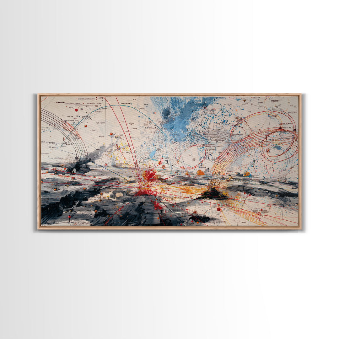 Abstract Battlefield Energy Canvas Print, Modern Abstract Art, Bold Office Art, Red Blue Contemporary Statement Wall Decor