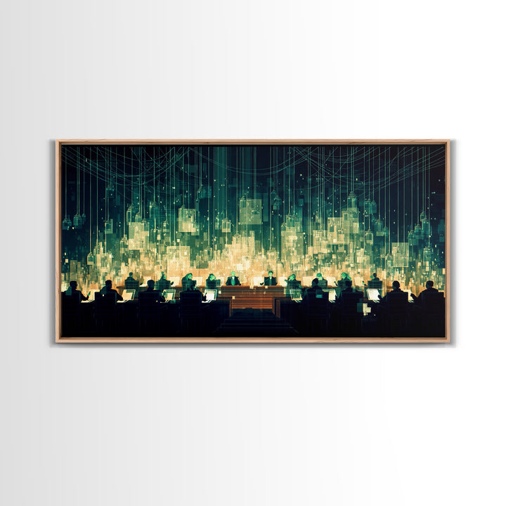 Futuristic Digital City Control Room Wall Art, Modern Canvas Art, Afrofuturism Decor, Tech Office Art, Statement Decor
