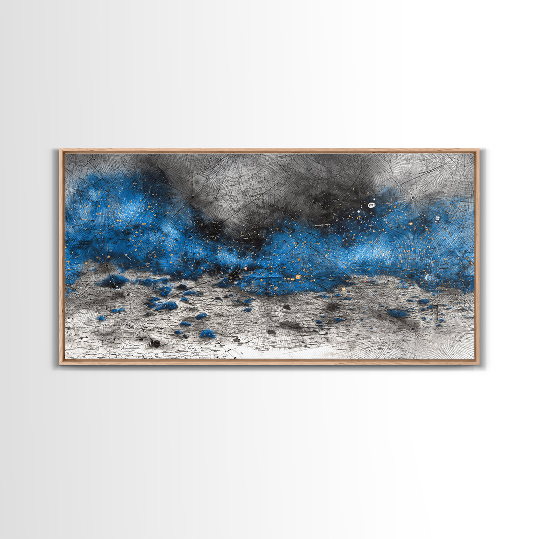 Blue Gray Textured Abstract Wall Art, Modern Landscape Painting, Contemporary Canvas Decor, Large Office Art, Elegant Home Decor