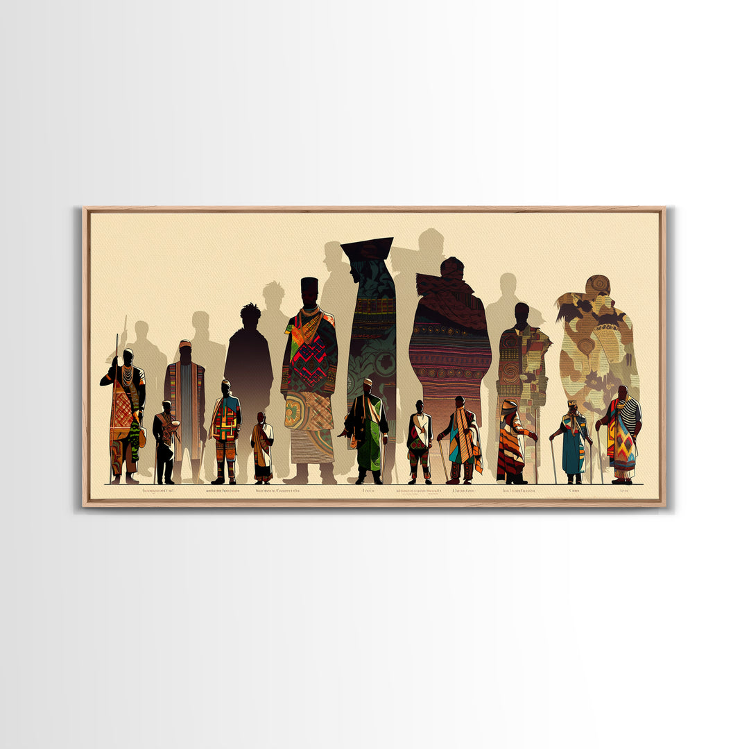 Tall African Fashion Silhouettes Wall Art, Ankara Textile Patterns, Cultural Portrait Canvas Decor, Afrocentric Home Decor