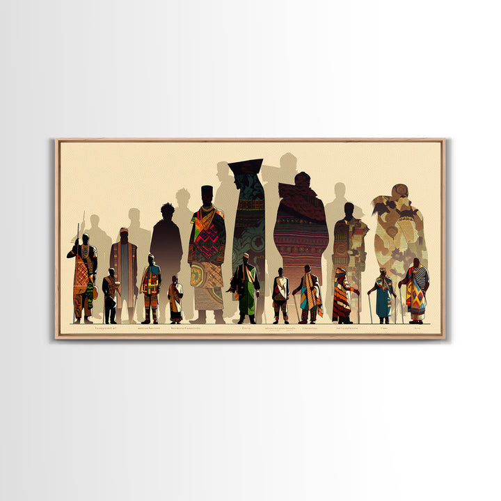 Tall African Fashion Silhouettes Wall Art, Ankara Textile Patterns, Cultural Portrait Canvas Decor, Afrocentric Home Decor
