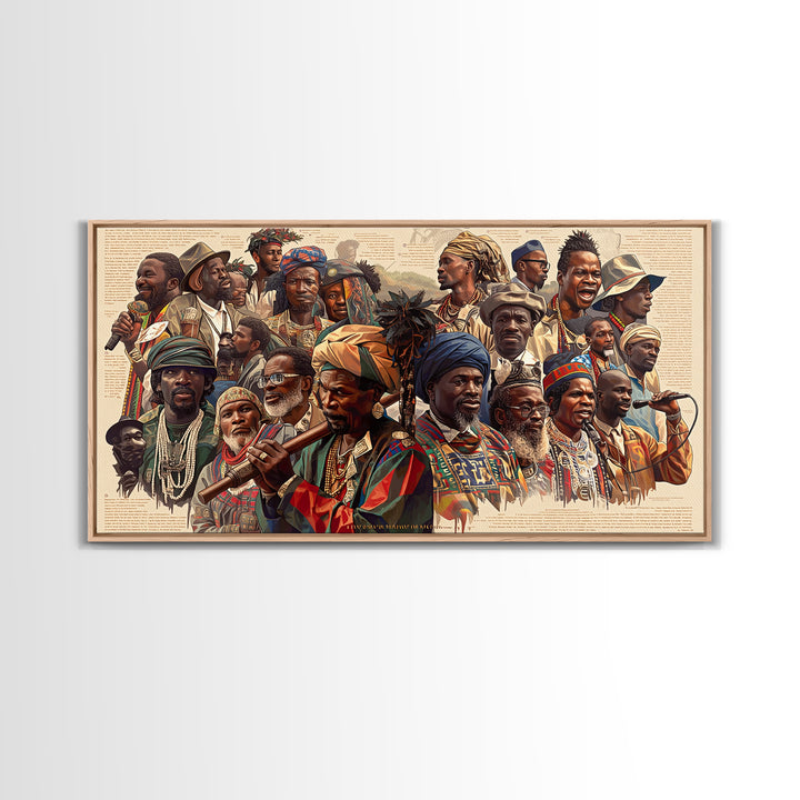 Vibrant African Elders And Musicians Canvas Print, Afrocentric Portrait Wall Decor, African Culture Art, Black Art Gift For Her