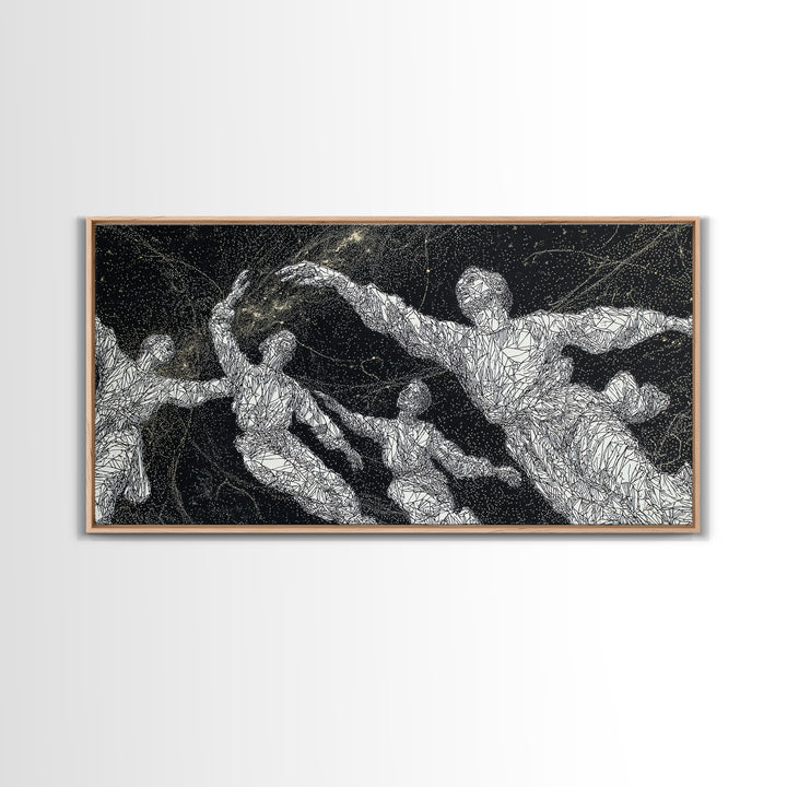 Black And White Dancing Figures Wall Art, African Contemporary Art Print, Expressive Movement Decor For Modern Studio Room