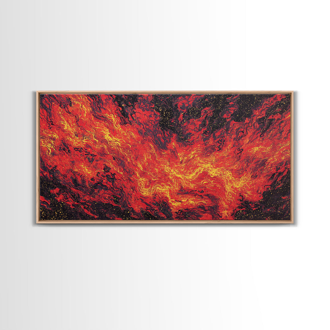 Fiery Red Lava Flow Canvas Print, Abstract Wall Art, Burnt Orange Art, Modern Home Decor, Bold Living Room Painting, Statement Piece