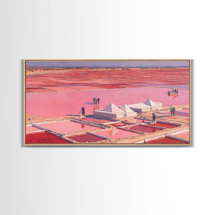 Pink Salt Pans And Desert Canvas Print, African Landscape Art, West Africa Travel Decor, Unique Coastal Wall Decor Home Gift