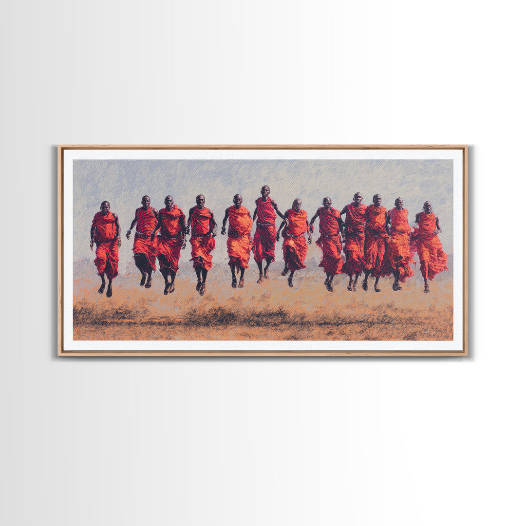 Maasai Warriors In Red Robes Wall Art, African Warrior Art, East African Culture, Tribal Art Print, Safari Decor Gift For Him