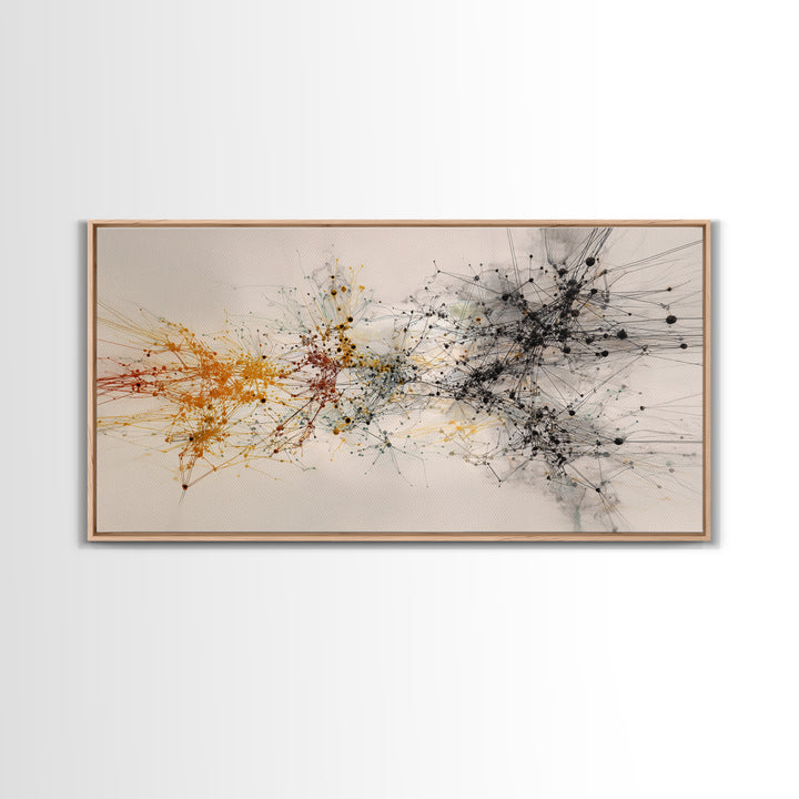 Orange Black Network Splatter Abstract Canvas Print, African Art Abstract, Modern Office Wall Decor, Contemporary Home Decor