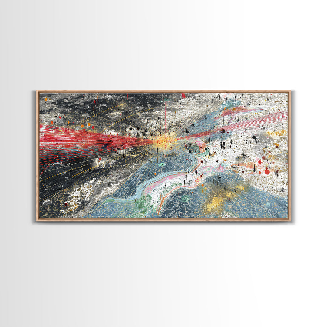 Red Blue Abstract Energy Flow Map Canvas Print, African Art Abstract, Modern Wall Decor, Bold Contemporary Office Decor Gift