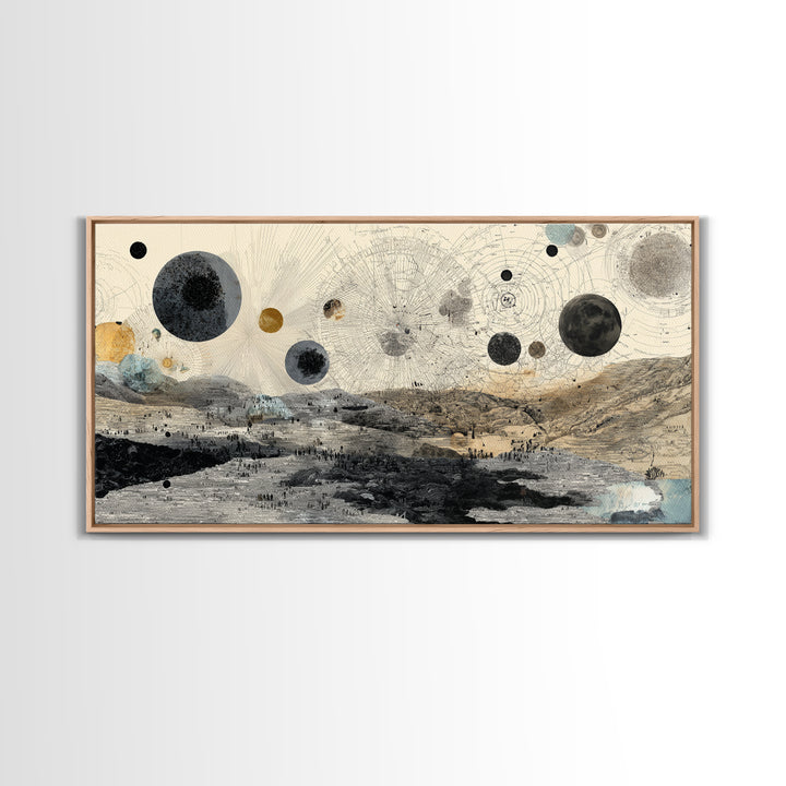 Surreal Planetary Desert Map Landscape Canvas Print, Abstract Wall Art, Dreamy Wall Art, Modern Home Decor, Office Decor