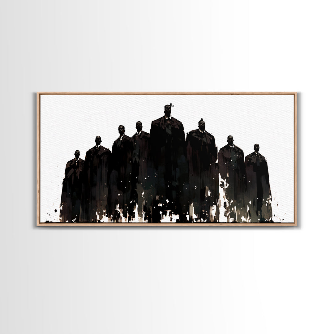 Powerful Black Men Silhouette Wall Art, African American Art, Abstract Portrait Canvas, Black History Gift For Office Decor
