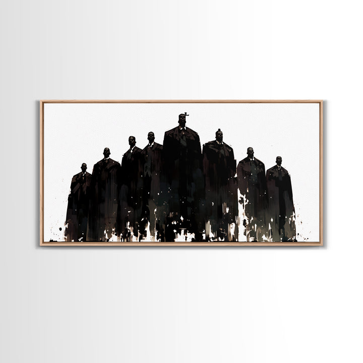 Powerful Black Men Silhouette Wall Art, African American Art, Abstract Portrait Canvas, Black History Gift For Office Decor