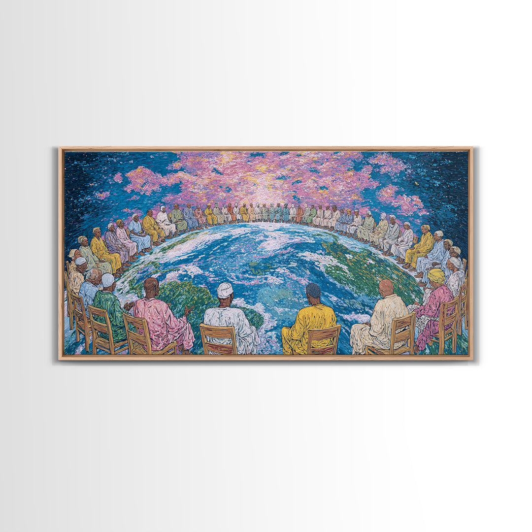 Global Elders Around Earth Wall Art, African American Art, Afrocentric Wall Art, Black History Art, Statement Home Decor