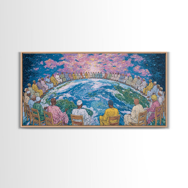 Global Elders Around Earth Wall Art, African American Art, Afrocentric Wall Art, Black History Art, Statement Home Decor