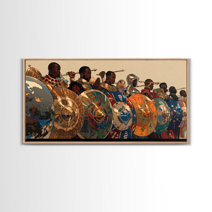 African Warriors With Shields And Spears Wall Art, African Warrior Art, Tribal Art Print, Bold Cultural Home Decor Gift For Him