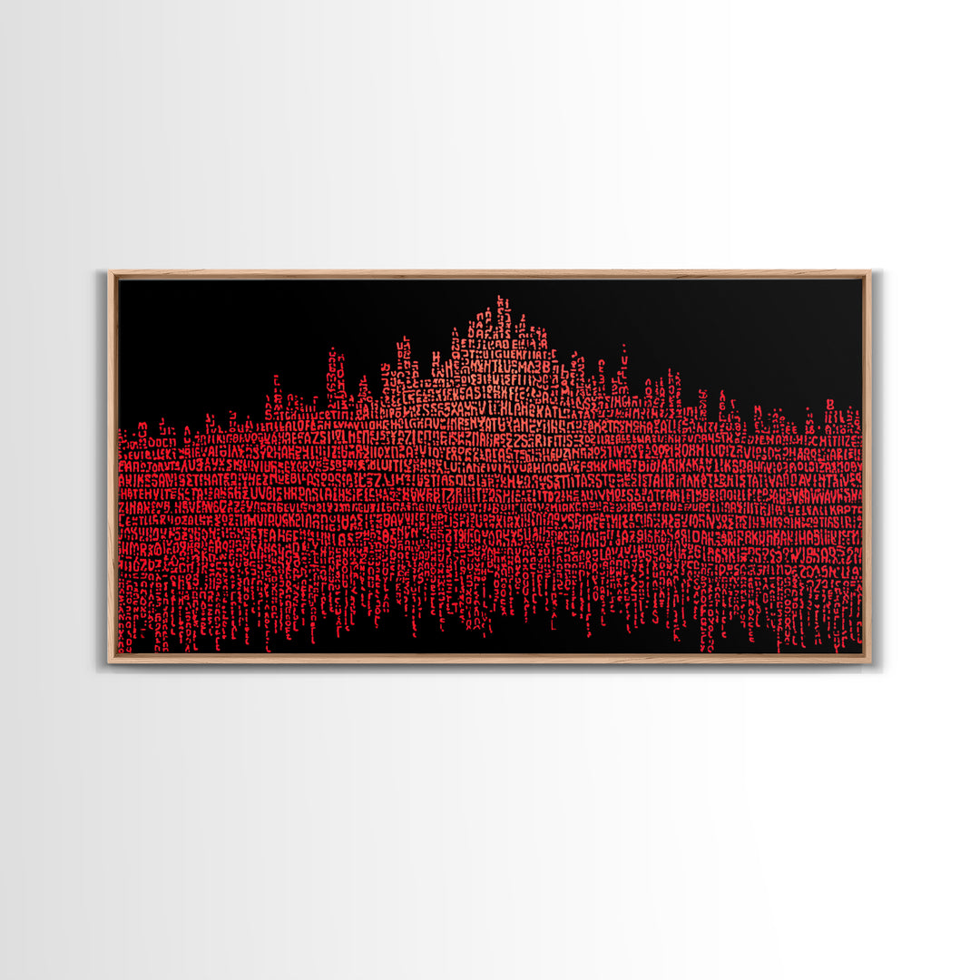 Red Typographic African Skyline Canvas Print, Bold Black Art, Afrocentric Wall Decor, Modern Cultural Home Decor Gift Idea