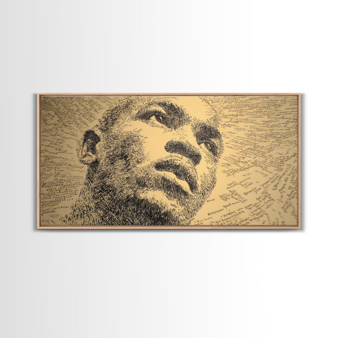 Sepia Text Portrait Of Black Man Canvas Print, African American Art, Afrocentric Wall Decor, Masculine Office Art Gift Idea