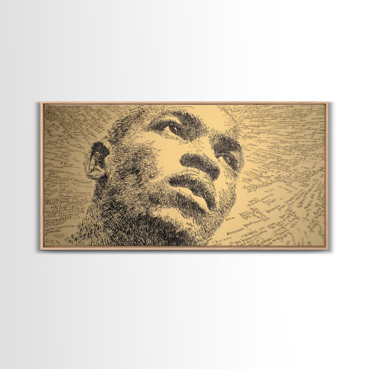 Sepia Text Portrait Of Black Man Canvas Print, African American Art, Afrocentric Wall Decor, Masculine Office Art Gift Idea