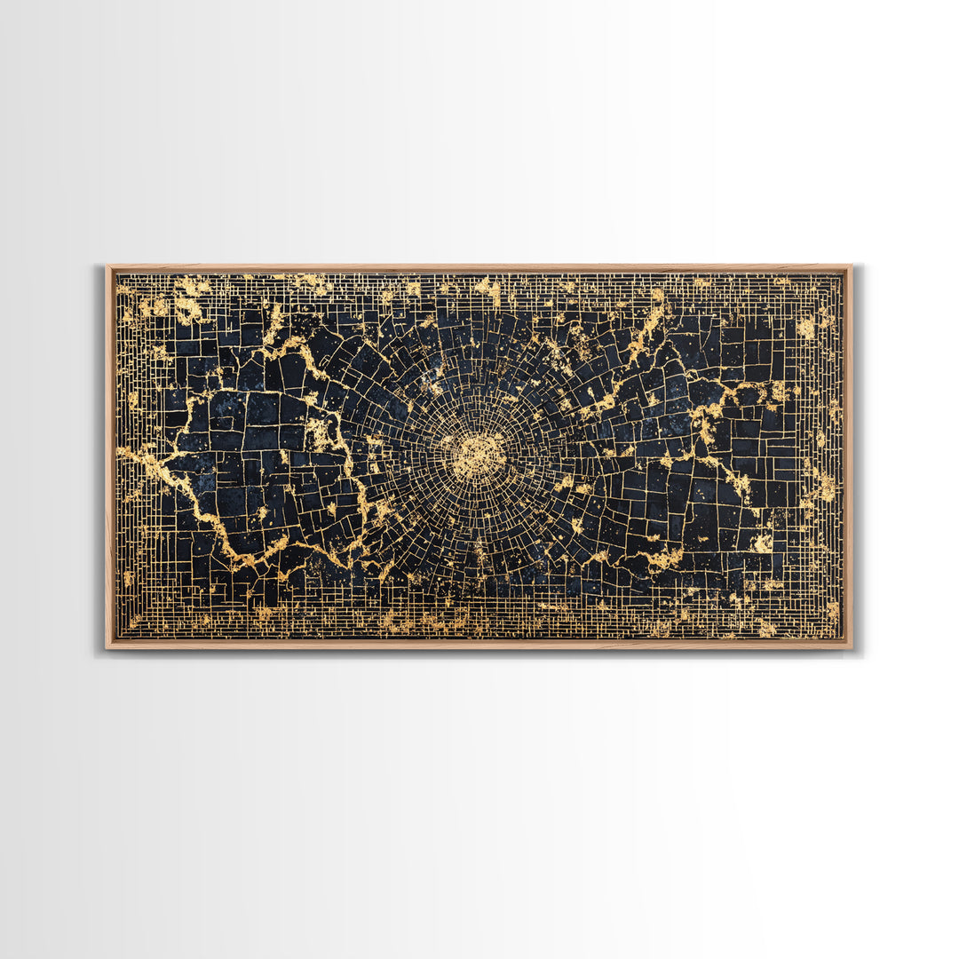 Black Gold Geometric Spiral Canvas Print, Abstract African Art, Luxury Wall Decor, Modern Afrocentric Statement Piece Gift