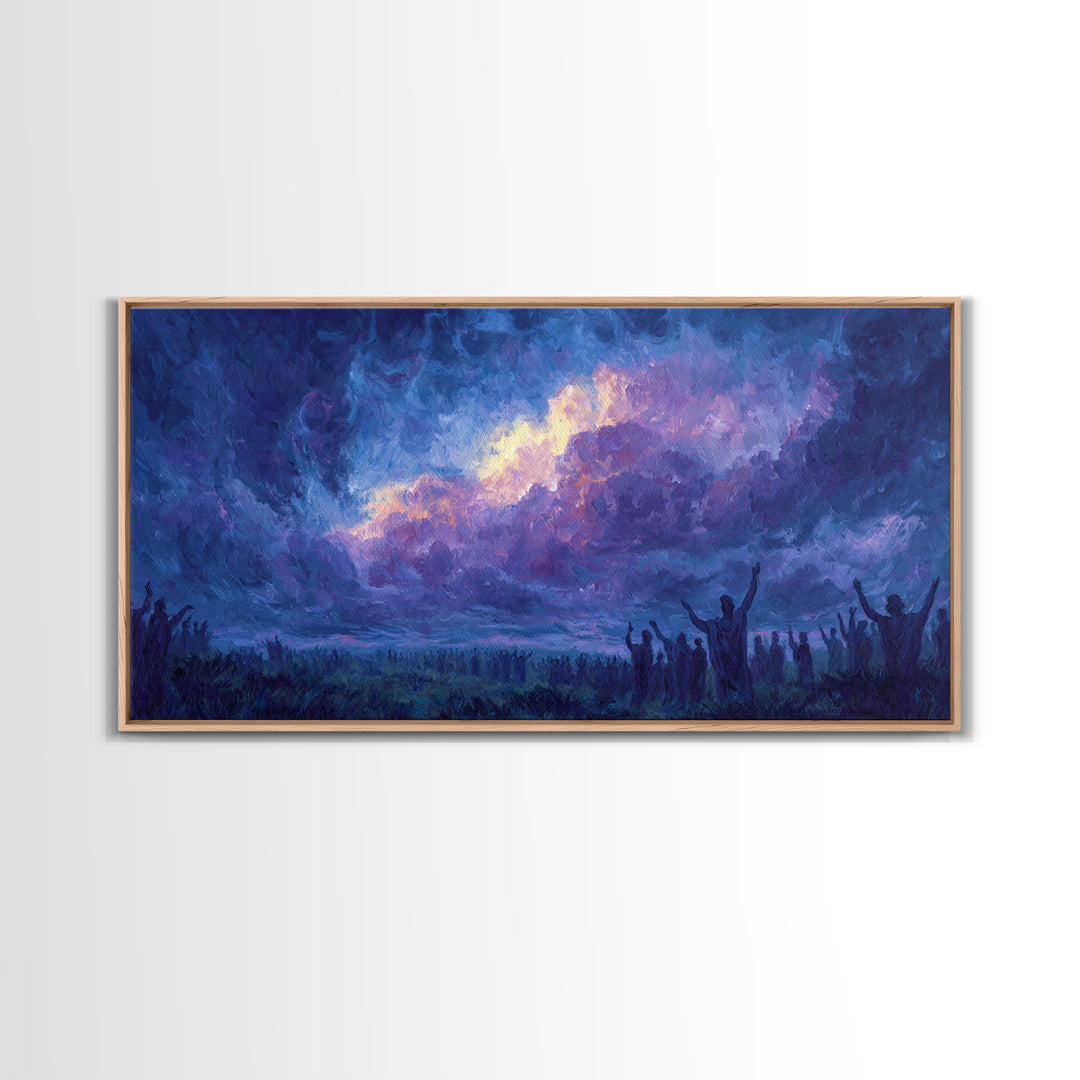 Mystic Purple African Storm Sky With Silhouettes Canvas Print, Spiritual Wall Art, Dreamy Landscape, Afrocentric Decor Gift