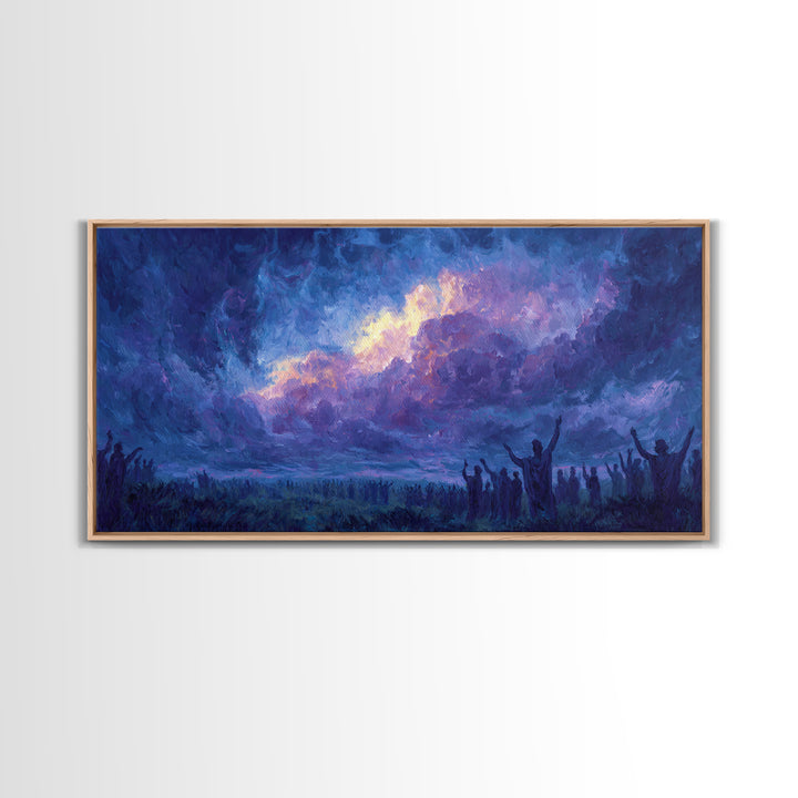 Mystic Purple African Storm Sky With Silhouettes Canvas Print, Spiritual Wall Art, Dreamy Landscape, Afrocentric Decor Gift
