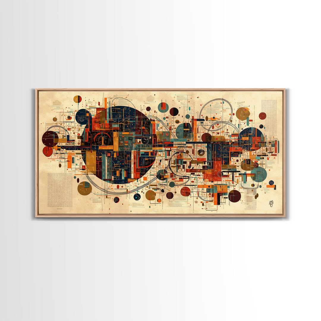 Modern Geometric City Map With Circles And Lines Wall Art African Abstract Art, Mid Century Office Decor, Statement Print