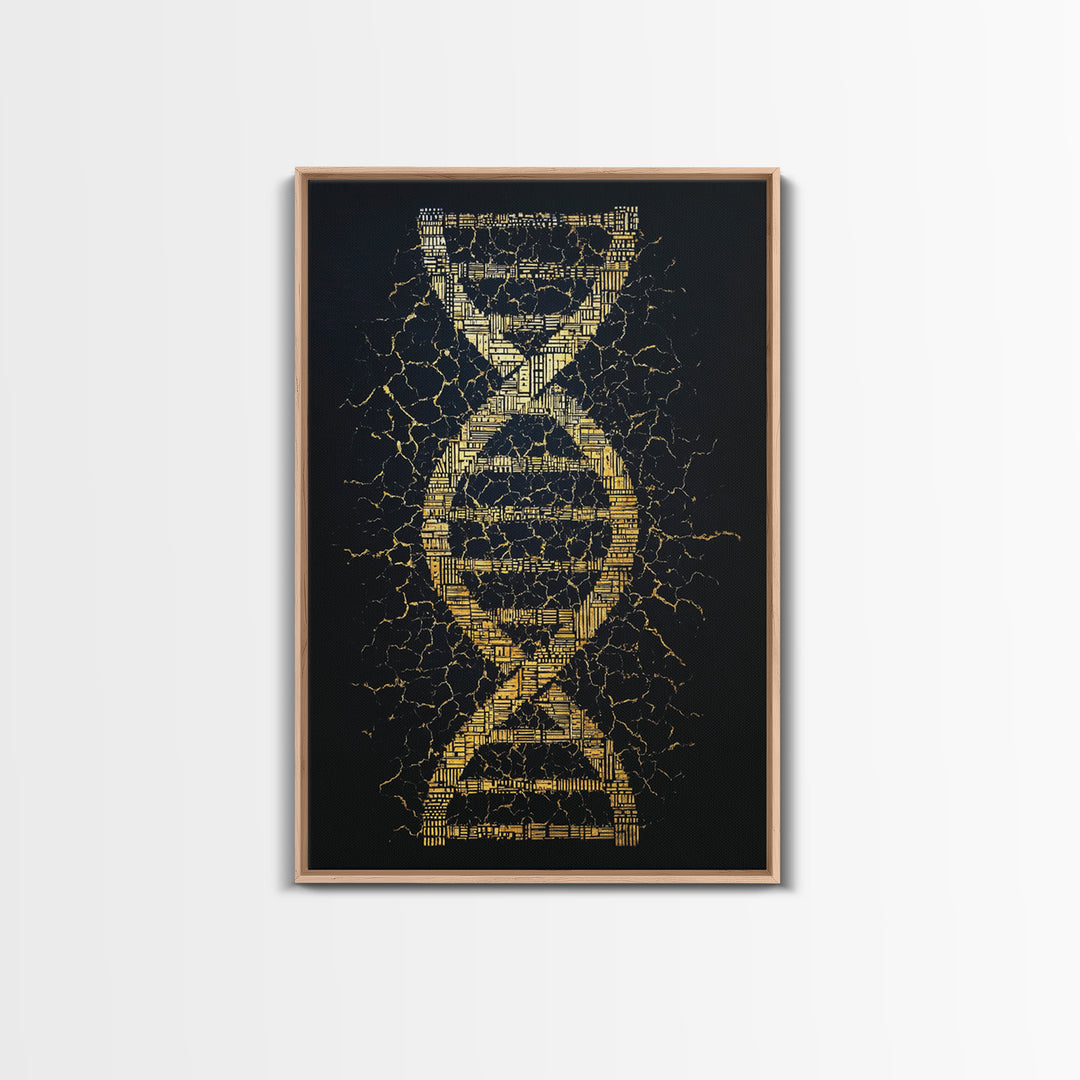 Golden Double Helix Genealogy Abstract Wall Art, Afrocentric Art, Black And Gold Art, Modern African Art Decor, Statement Wall Decor