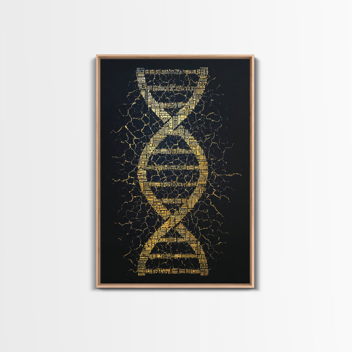 Golden Double Helix Genealogy Abstract Wall Art, Afrocentric Art, Black And Gold Art, Modern African Art Decor, Statement Wall Decor