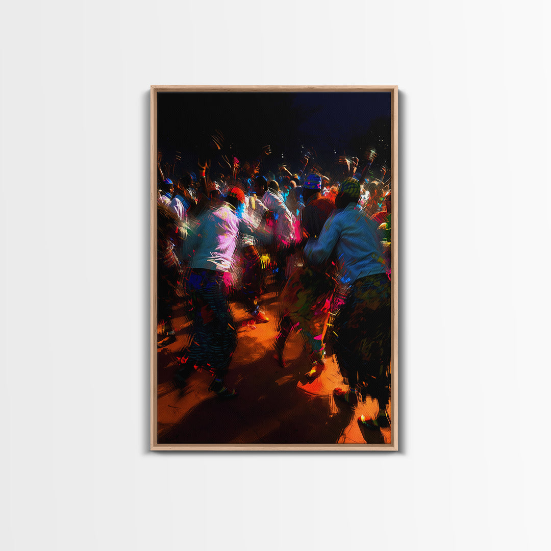 Vibrant Night African Festival Dancers Wall Art, Colorful Celebration Print, Cultural Decor, Afrocentric Statement Piece